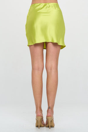 Solid Satin Mini Skirt with Slit