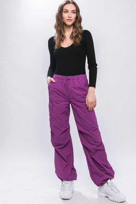 Loose Fit Parachute Cargo Pants - Knitted Belle Boutique