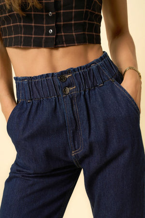 High Waist Pleated Slouchy Denim Jeans