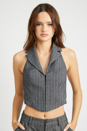 HALTER NECK TOP WITH OPEN BACK