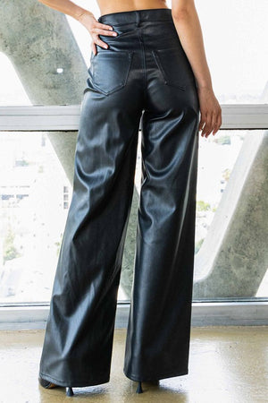 Vegan Leather Wide Leg Pants - Vibrant M.i.U