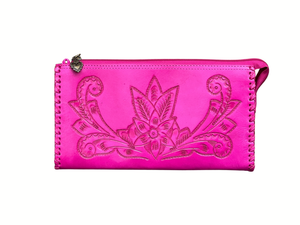 Hand-Tooled Leather Clutch, Wristlet & Crossbody - Multiple Colors
