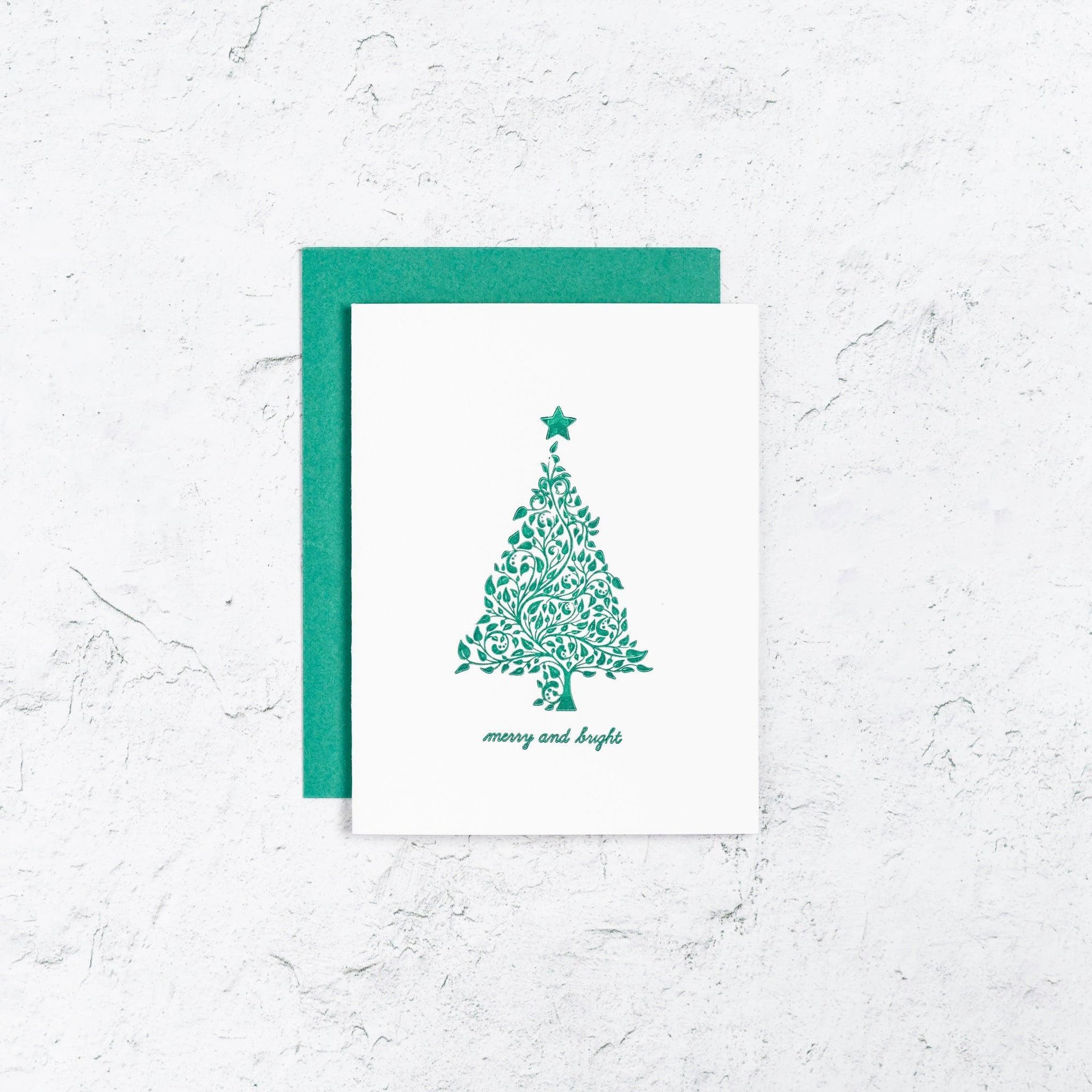 Merry and Bright Tree Cards Box Set of 10