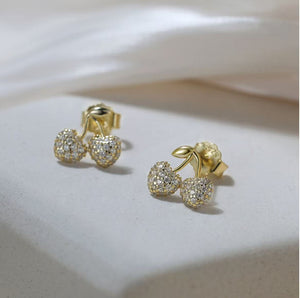 Sparkling Cherry Stud Earrings