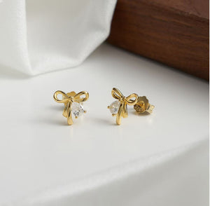 Dainty Bow Spark Stud Earrings