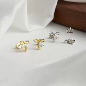 Dainty Bow Spark Stud Earrings