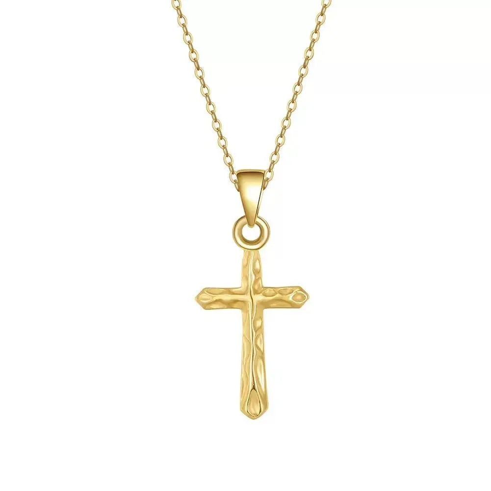Hammered Cross Pendant Necklace