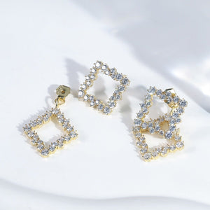 Geometric Lattice Drop Earrings