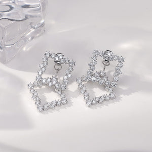 Geometric Lattice Drop Earrings