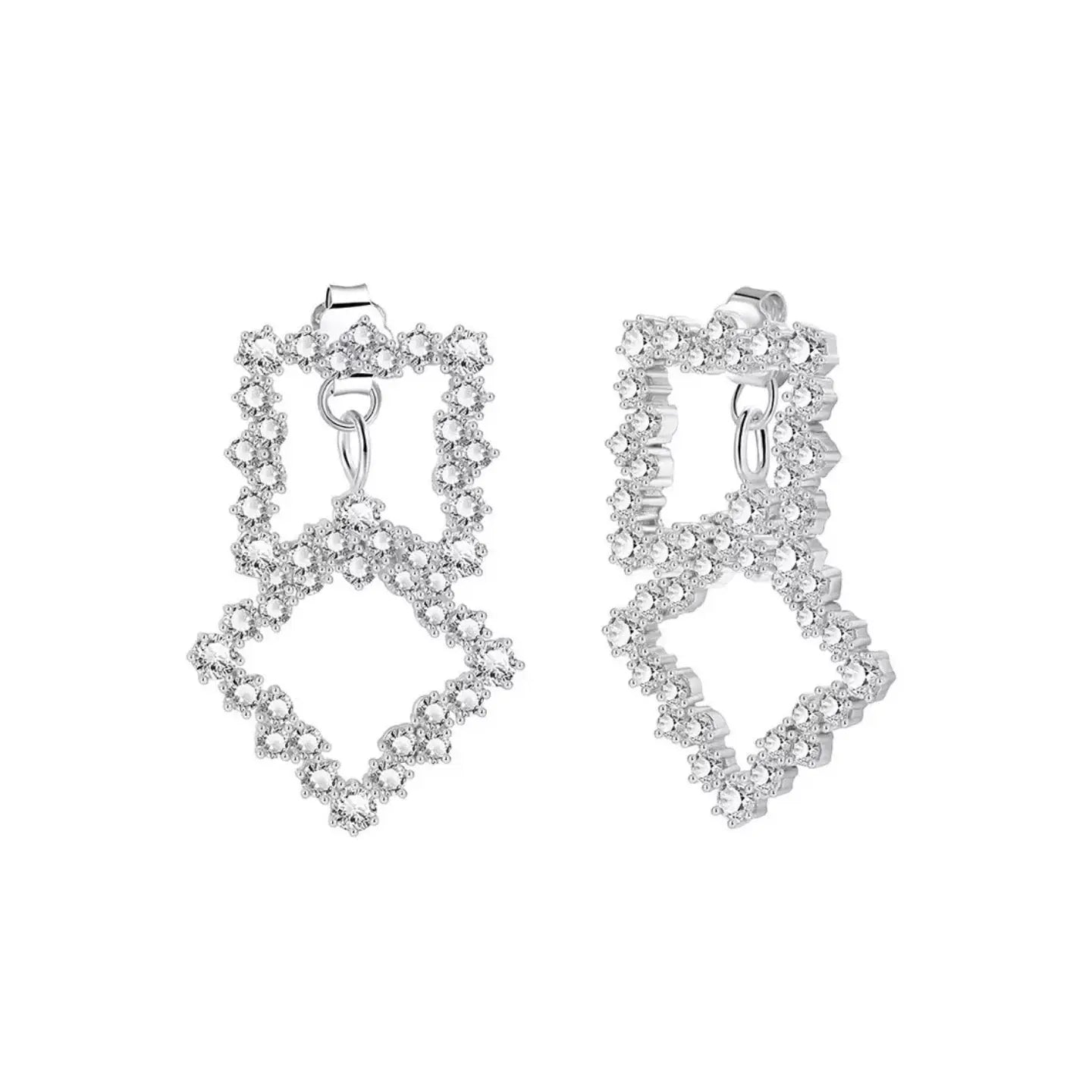 Geometric Lattice Drop Earrings