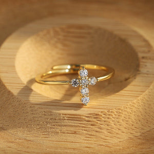 Cross Accent Adjustable Ring
