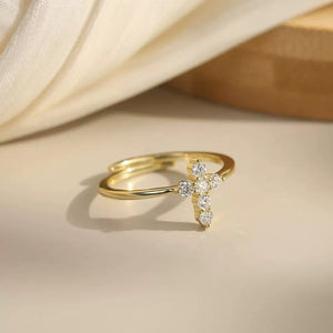 Cross Accent Adjustable Ring