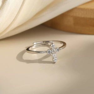 Cross Accent Adjustable Ring