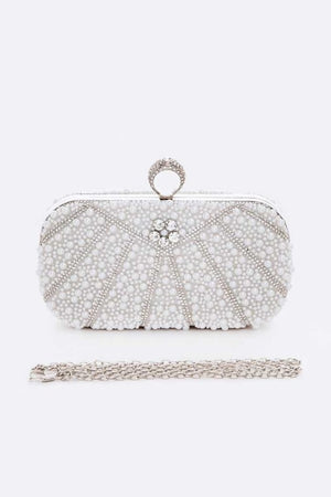 Pearl Studded Statement Bridal Box Clutch
