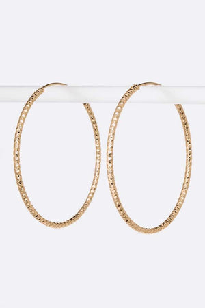 Textured Shiny Stainless Steel Hoop Earrings