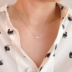 Shine Classy Bow Sterling Silver Necklace