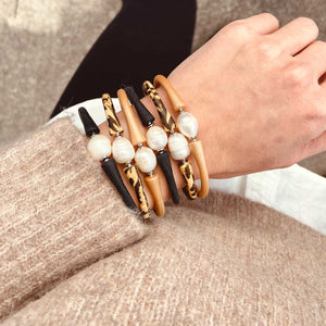 Bali Freshwater Pearl Silicone Leopard Bracelet Set of 3 by CANVAS