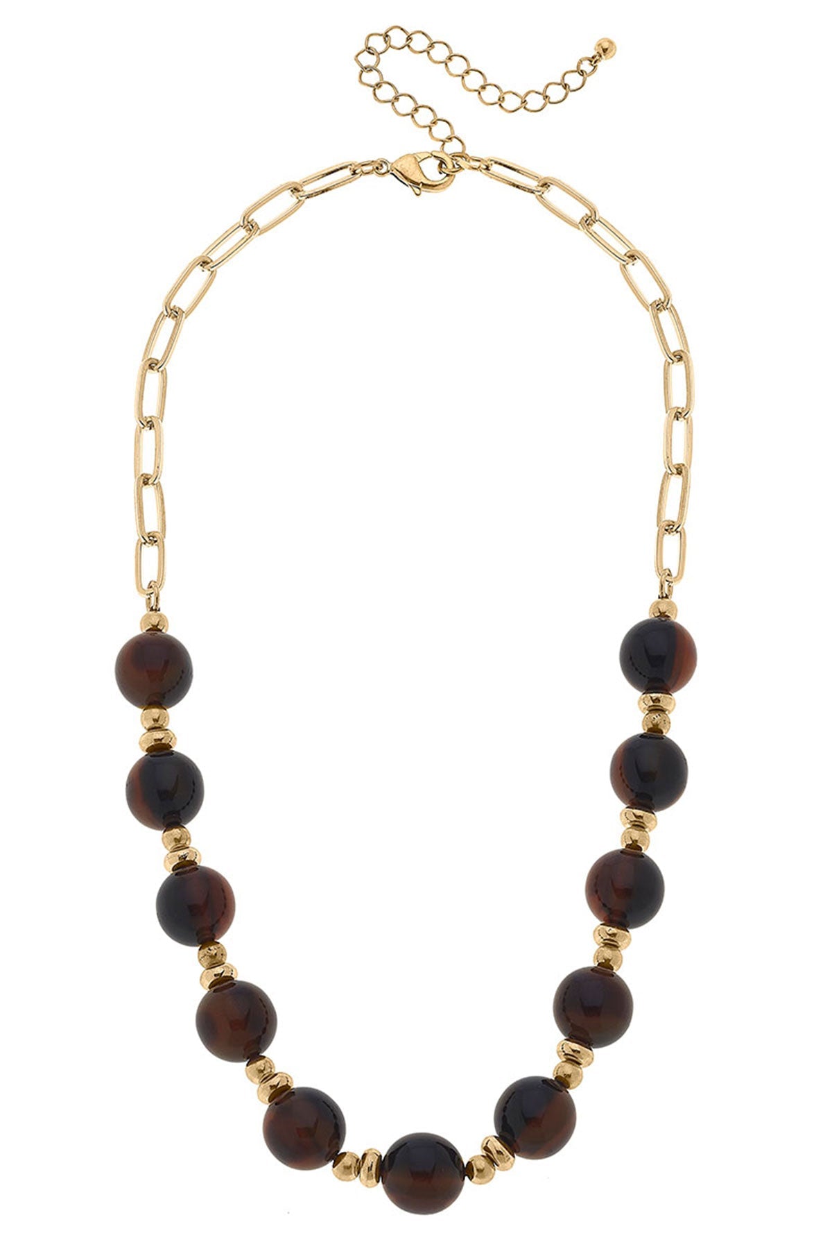 Jade Resin Ball Bead Chain Link Necklace in Tortoise by CANVAS