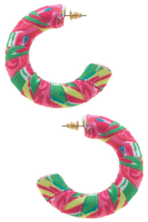 Reese Tropical Statement Hoop Earrings in Pink by CANVAS