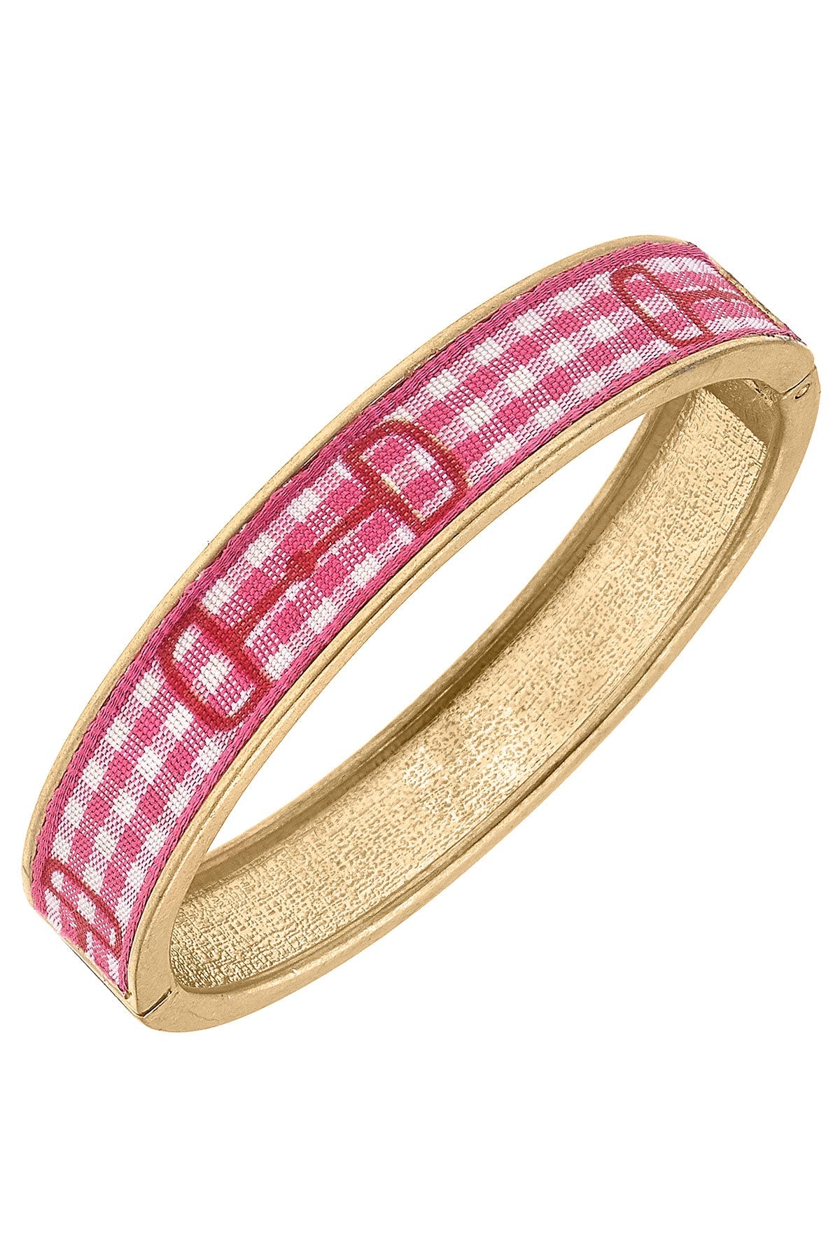 Lindsey Gingham Horsebit Bangle in Pink by CANVAS