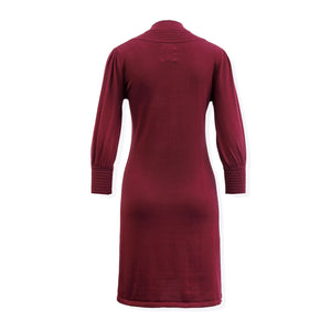 Mock Neck Puff Sleeve Sweater Dress