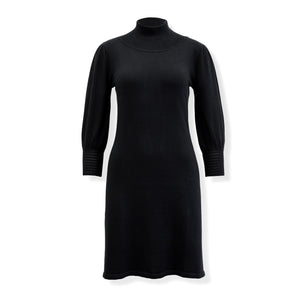 Mock Neck Puff Sleeve Sweater Dress