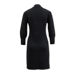 Mock Neck Puff Sleeve Sweater Dress