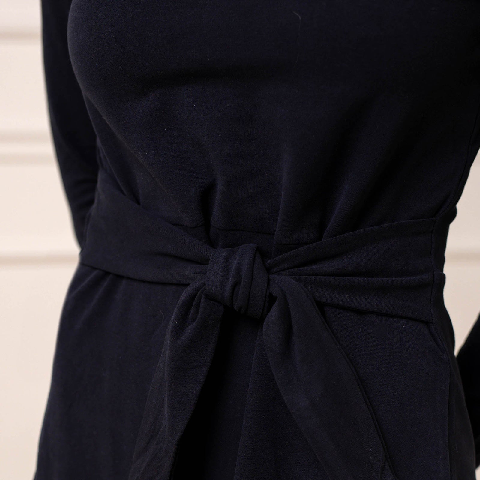 Organic Long Sleeve Tie-Waist Knit Dress