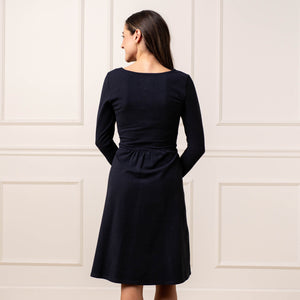 Organic Long Sleeve Tie-Waist Knit Dress