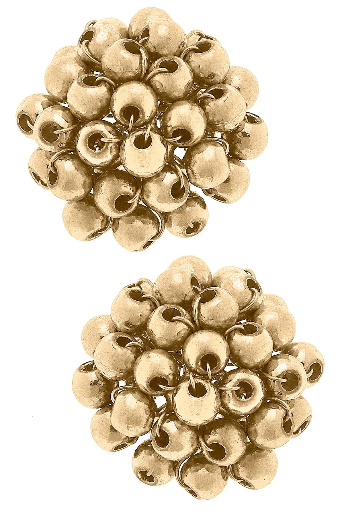 Jolene Seed Bead Statement Stud Earrings in Worn Gold by CANVAS