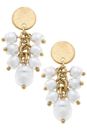 Sarabeth Pearl Cluster Drop Earrings in Ivory by CANVAS