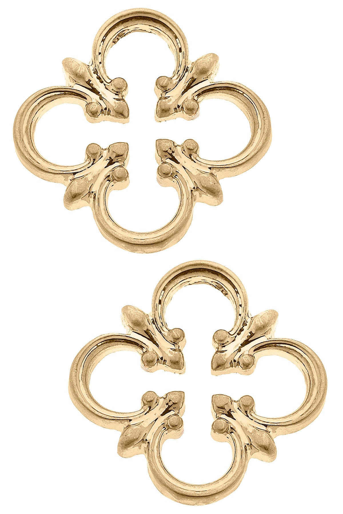 Hilde Open Quatrefoil Stud Earrings in Worn Gold by CANVAS