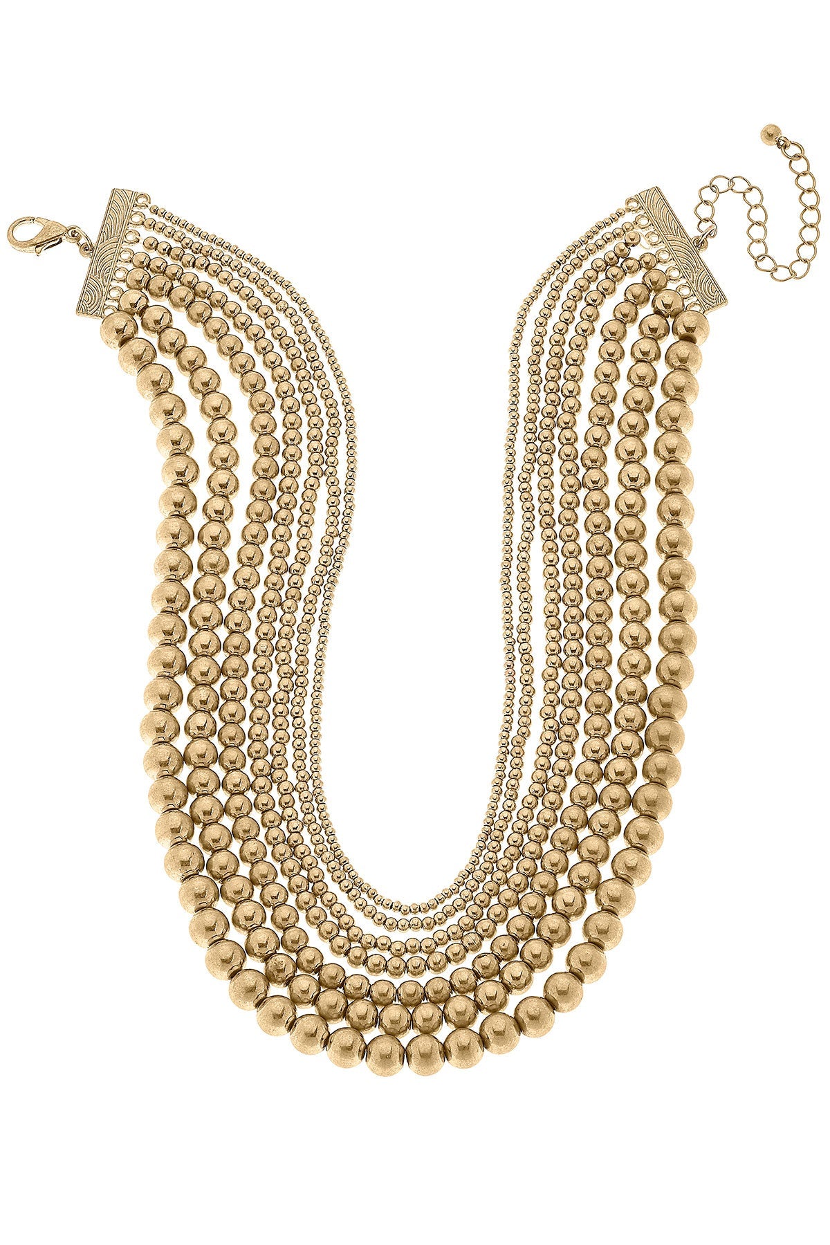 Aubrielle Metal Ball Bead Layered Necklace in Worn Gold by CANVAS