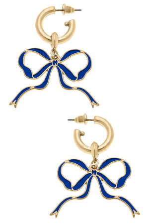Veronica Game Day Bow Enamel Earrings in Blue by CANVAS