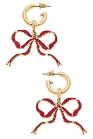 Veronica Game Day Bow Enamel Earrings in Crimson by CANVAS