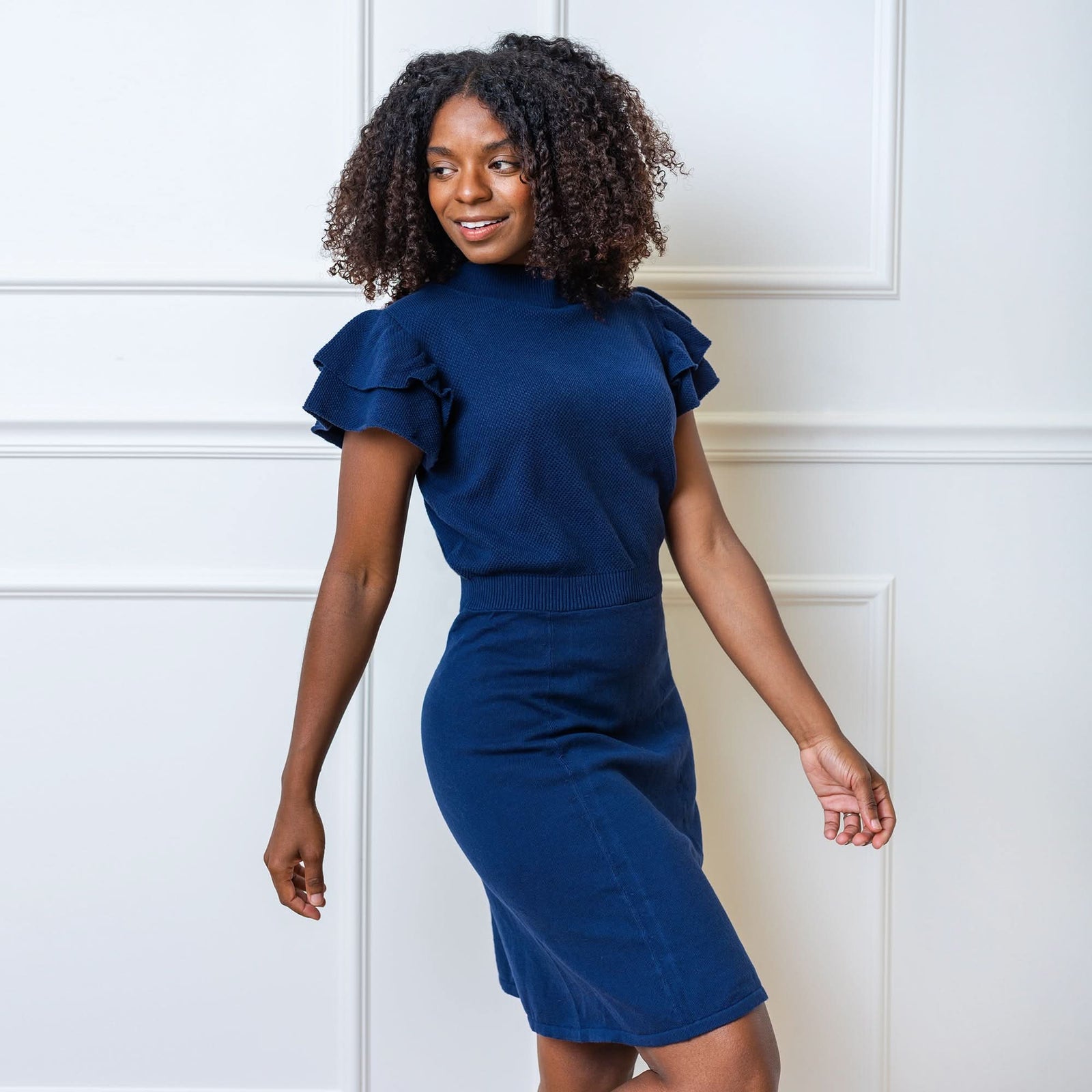 Flutter Sleeve Sweater Dress