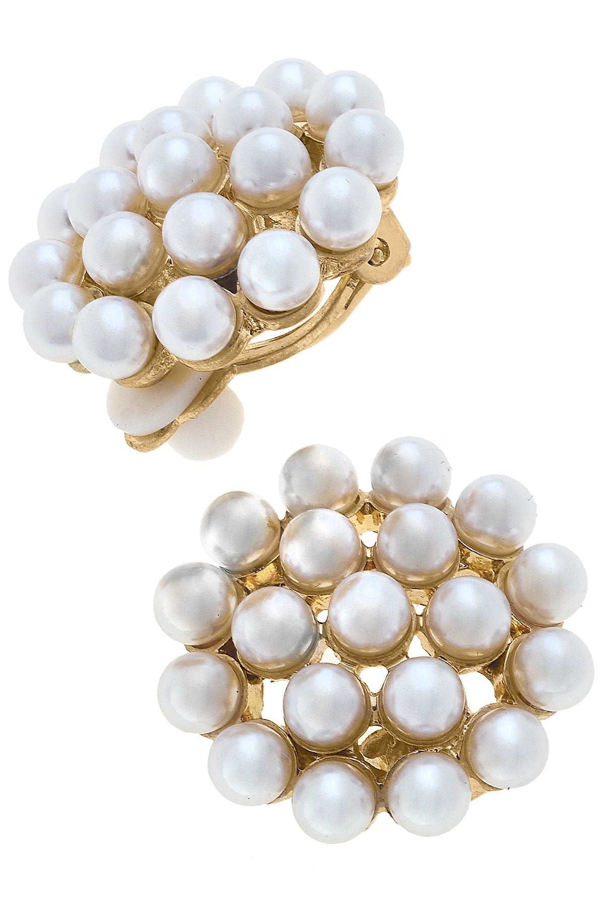 Everly Pearl Cluster Clip-On Earring in Ivory by CANVAS