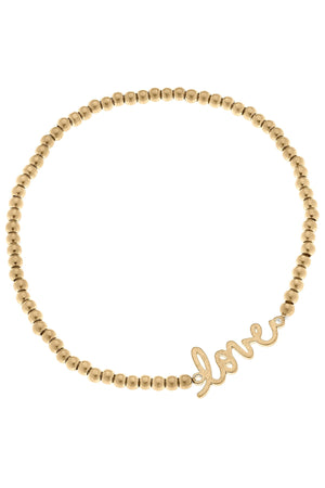 Leah Love Ball Bead Stretch Bracelet in Worn Gold by CANVAS