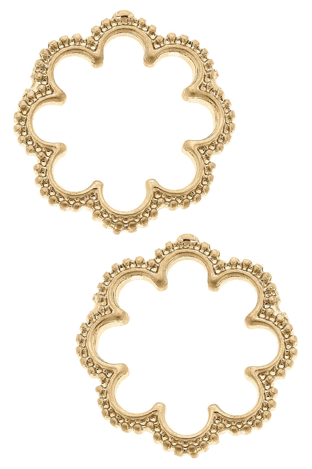 Belle Studded Flower Stud Earrings in Worn Gold by CANVAS