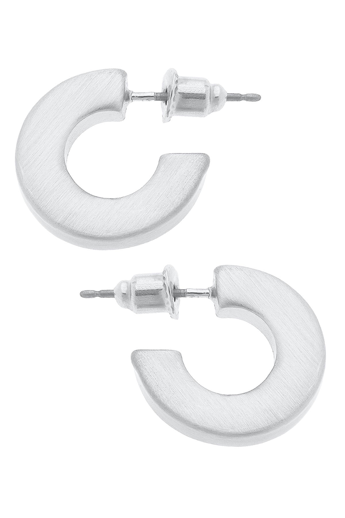 Cali Large Flat Hoop Earrings in Satin Silver by CANVAS