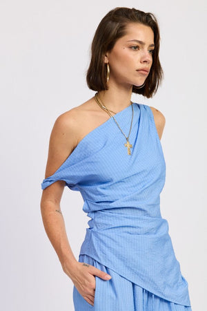 Asymmetrical Tunic Top - Blue or Yellow