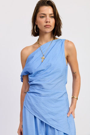 Asymmetrical Tunic Top - Blue or Yellow