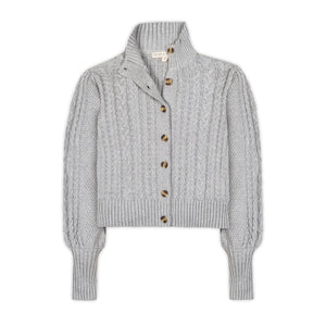 Organic Mock Neck Cable Cardigan