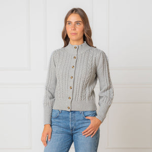 Organic Mock Neck Cable Cardigan