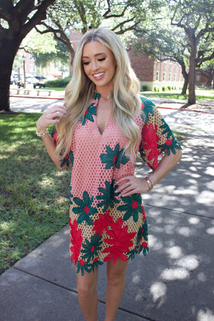 Lulu Short Sleeve Mini Caftan- Sedona
