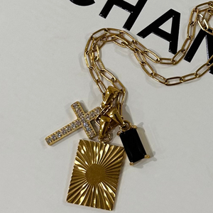 18K Gold Covered Stainless Steel Charm Necklace