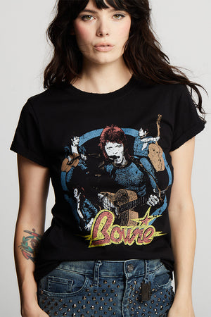 Bowie Live With Band Roll Up Tee by Recycled Karma Brands