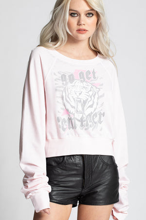 Go Get ’Em Tiger Cropped Sweatshirt by Recycled Karma Brands
