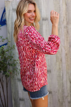Perfectly You Berry Satin Button-Down V Neck Blouse