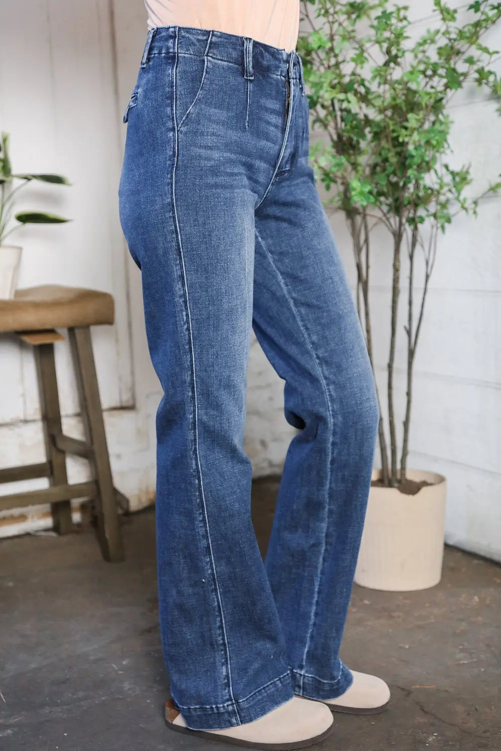 Trouser Bootcut Stretch Denim Jeans